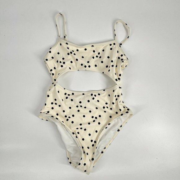Madewell Polka Dot One Piece Bathing Suit Medium Second Wave Cut Out NWT - Picture 5 of 6